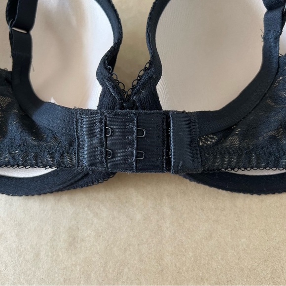 Wacoal Bra 32D Finesse Molded Underwire T-Shirt Bra Lingerie Black Lace 853201 - Picture 9 of 10